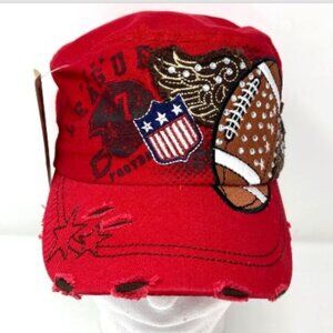 Leader Red Football Bling Cadet Cap NWT